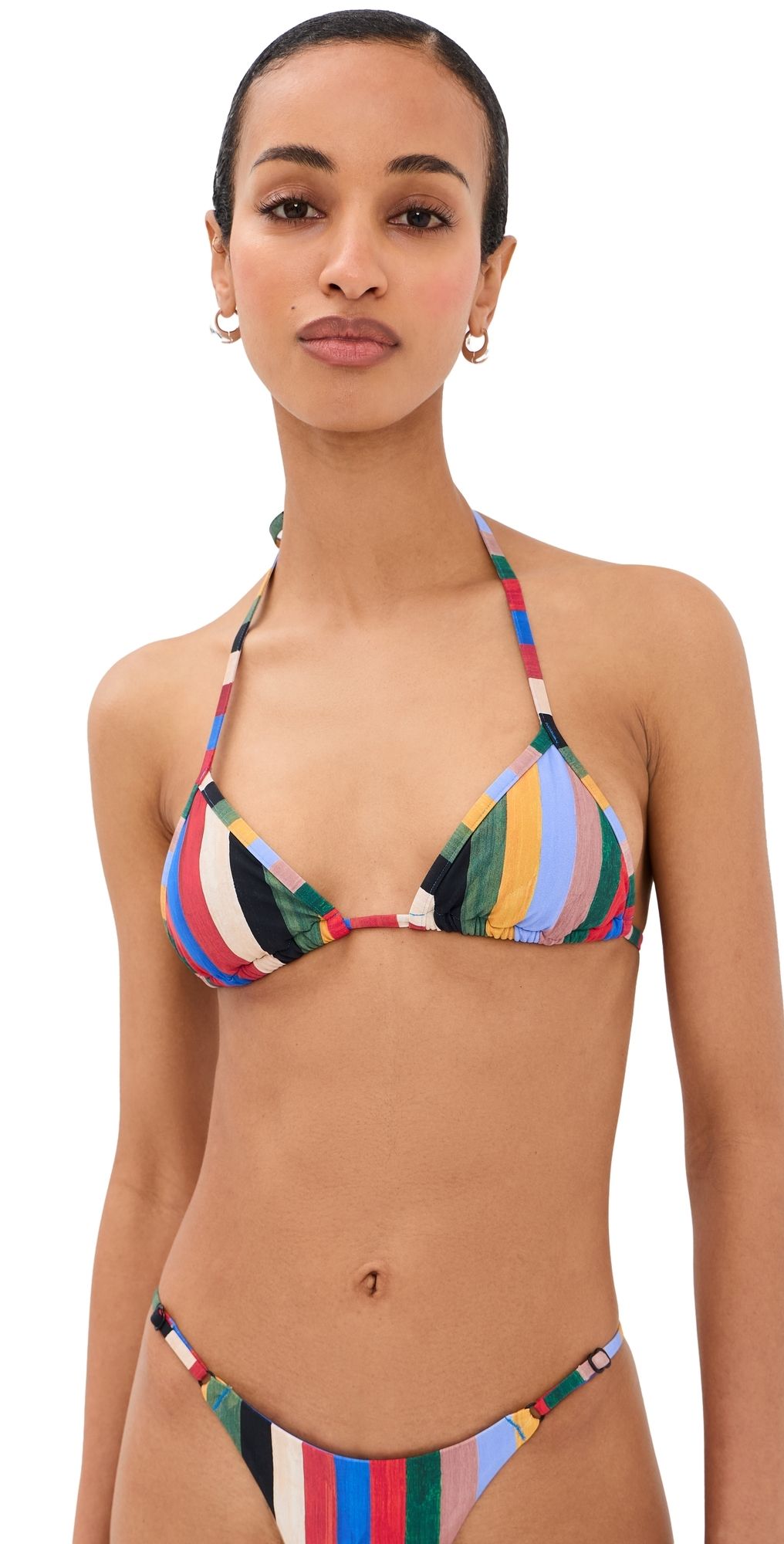 STAUD Lido Triangle Bikini Top Artist Stripe L