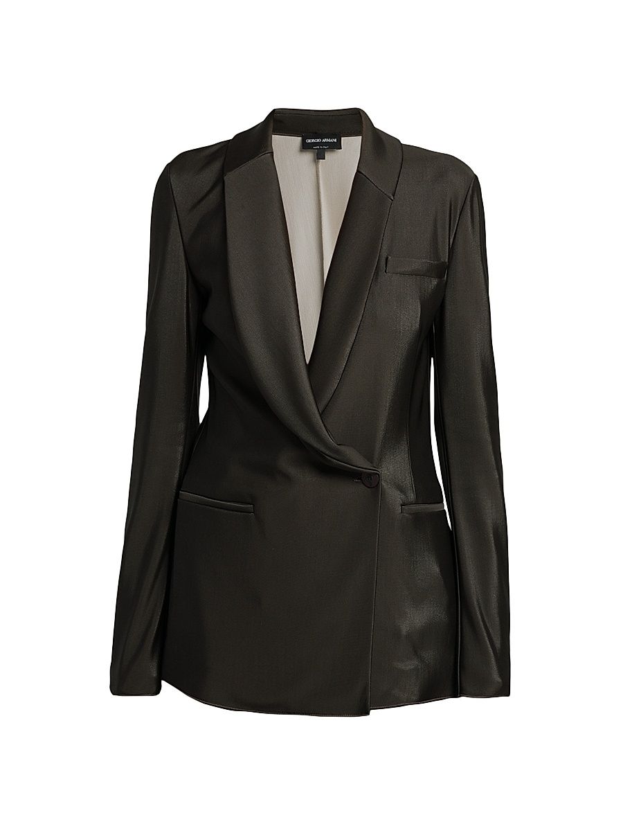 Women's Jersey Draped Blazer - Coffee - Size 6