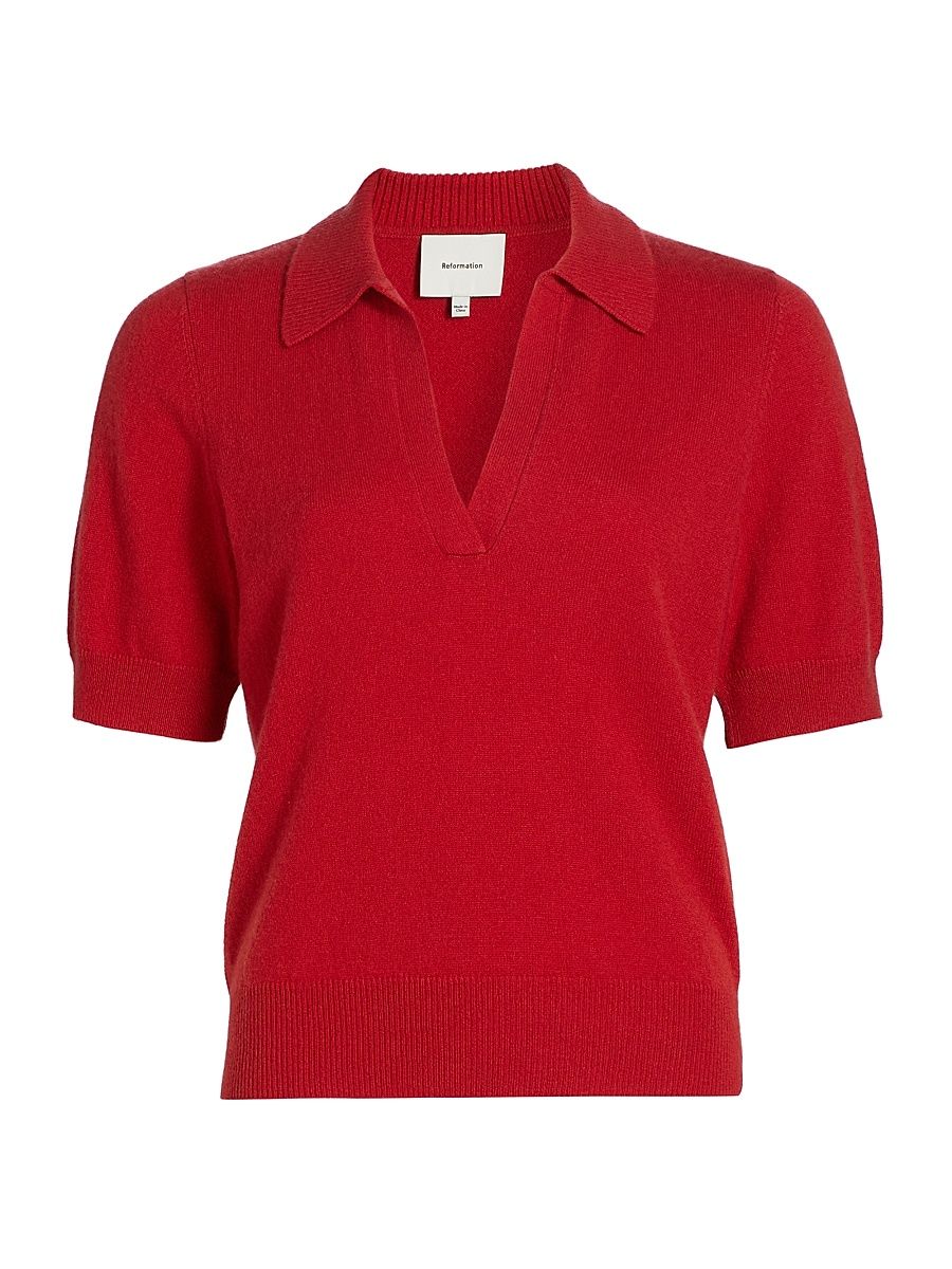 Women's Louise Cashmere Polo Sweater - Sundried Tomato - Size Small