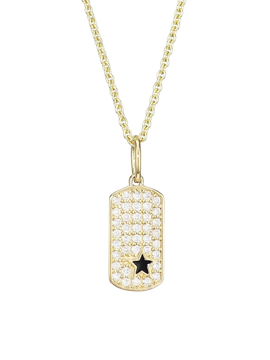 Women's 14K Yellow Gold, Diamond & Star Enamel Pendant Necklace