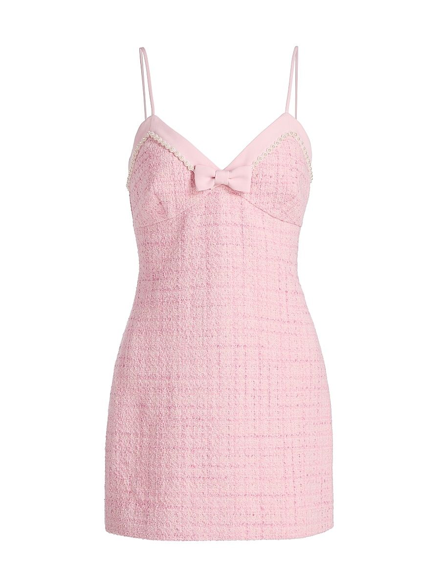 Women's Florencio Cotton-Blend Tweed Shift Minidress - Pink Hibiscus - Size 14