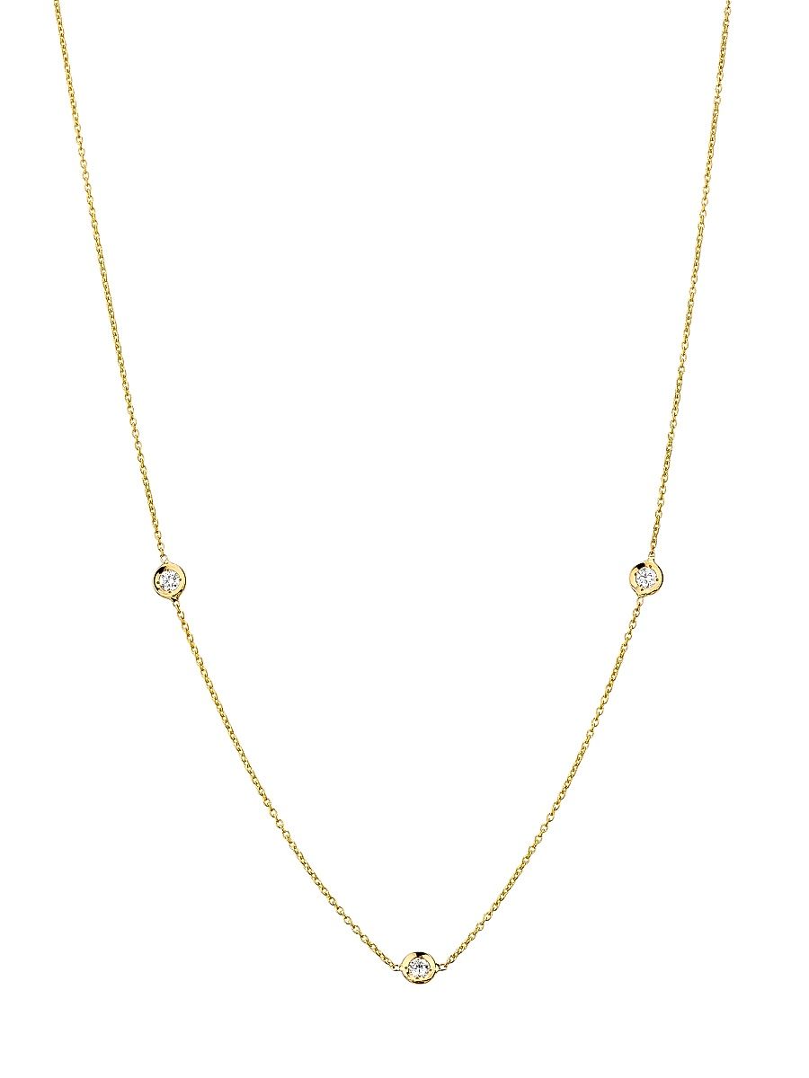 Women's Tiny Treasures 18K White Gold & 0.15 TCW Diamond Station Necklace - Yellow Gold