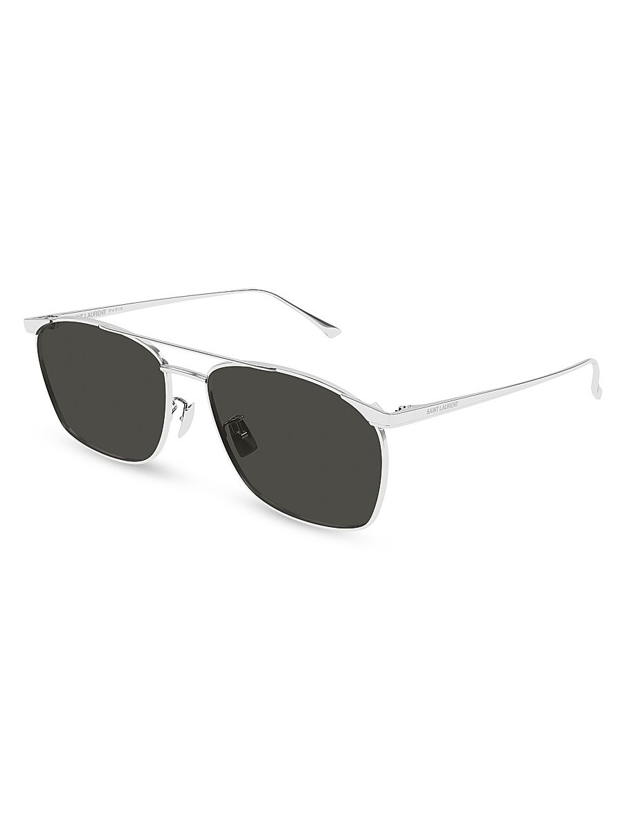 Men's Fashion Metal 57MM Pilot Sunglasses - Silver Black