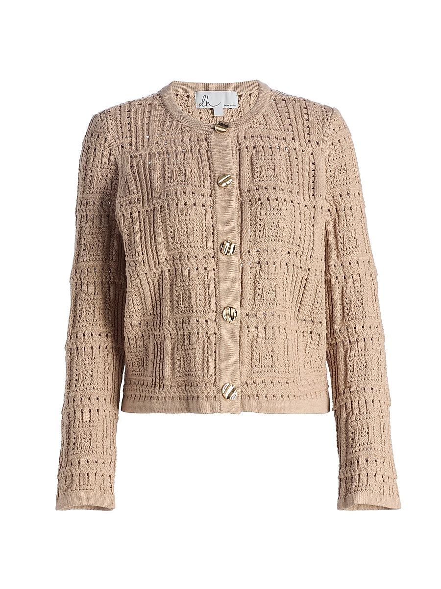 Women's Helena Granny Square Cardigan - Sandstone - Size Large