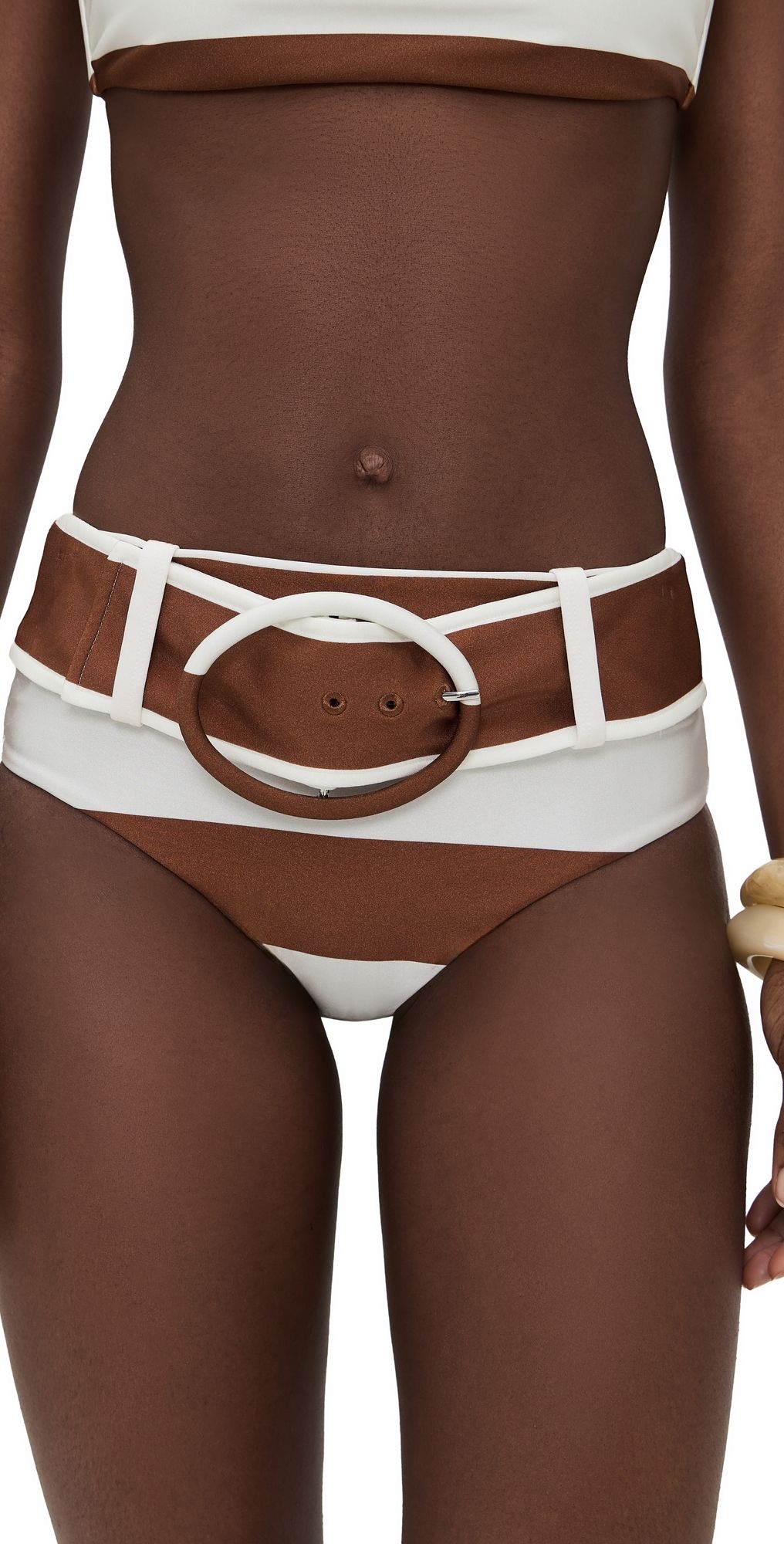 Cult Gaia Tarek Bikini Bottoms Large Saddle Stripe XL