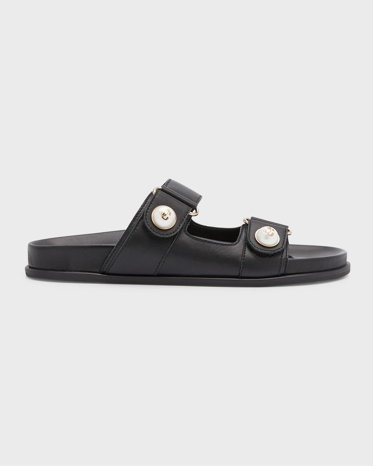 Fayence Pearly-Button Slide Sandals