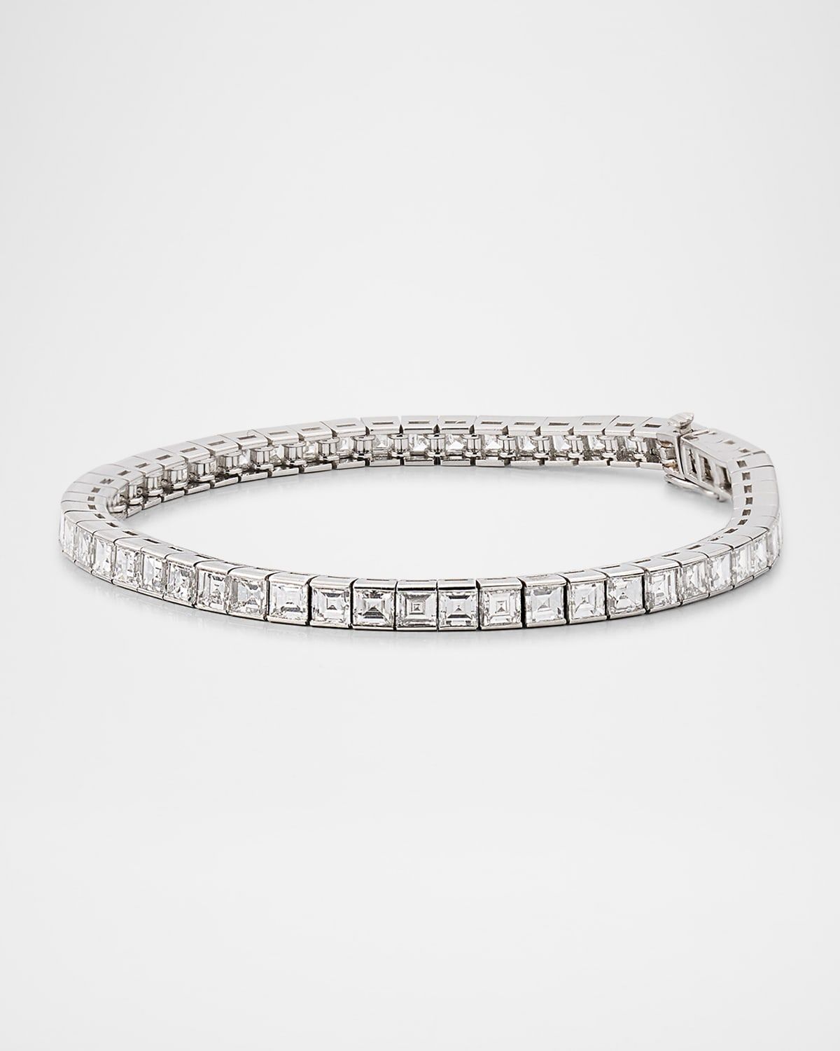 Estate Durland Platinum Square Diamond Channel Set Bracelet