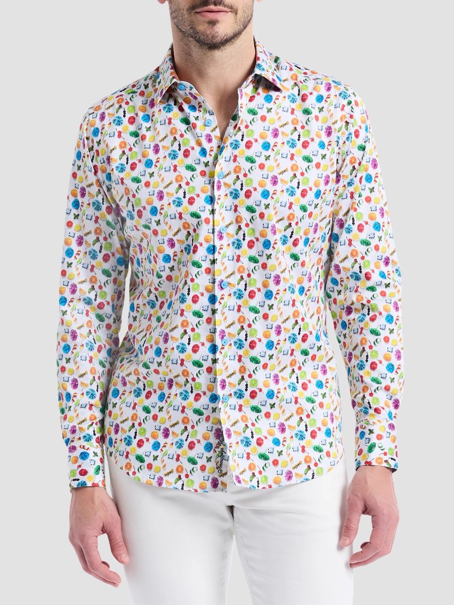 Robert Graham Men's Garnish Printed Stretch-Cotton Button-Front Shirt - Multi - Size XXXL