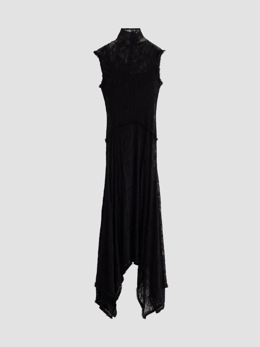 Ulla Johnson Women's Zena Stretch Chantilly Lace Maxi Dress - Noir - Size XL