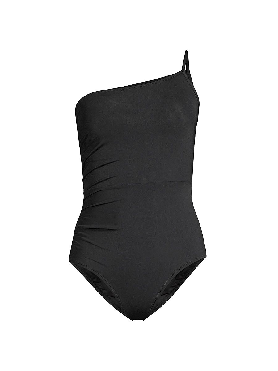 Women's Kara One-Shoulder One-Piece Swimsuit - Black - Size Large