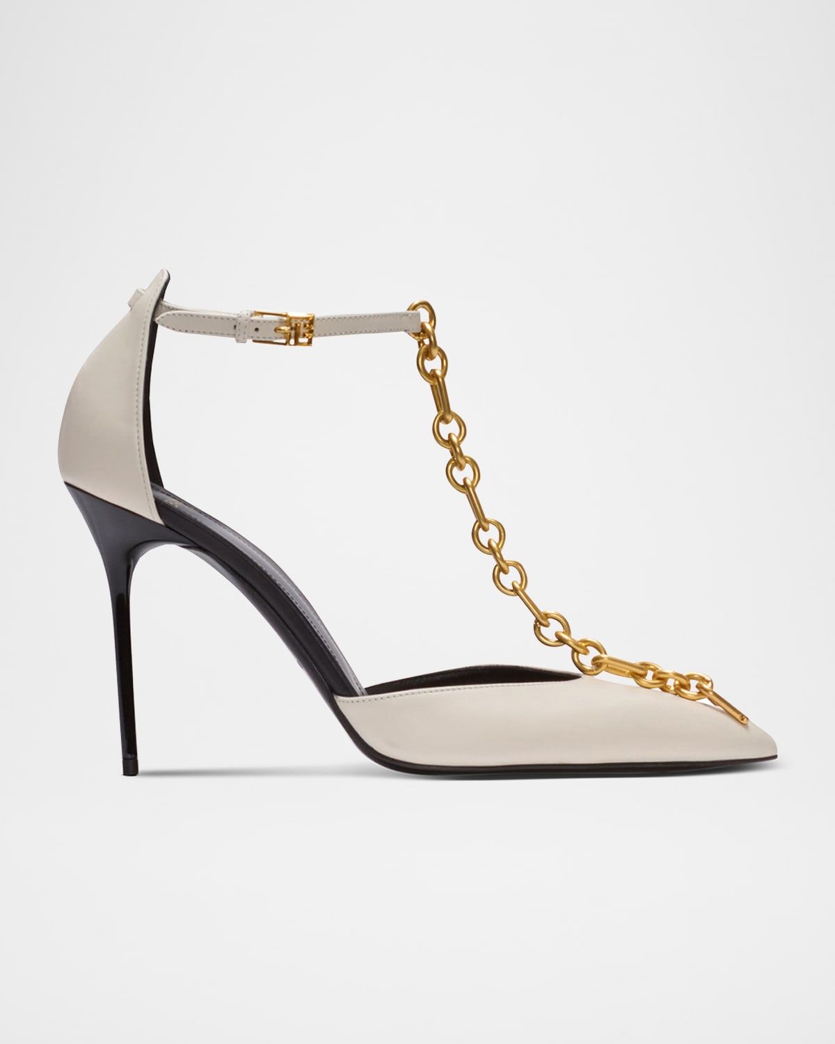 Sync Patent Leather Chain T-Strap Pumps