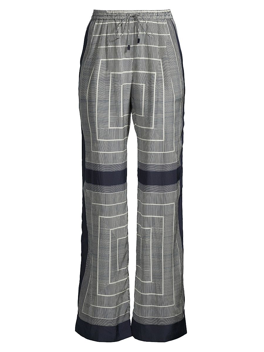 Women's Voyager Border Print Pants - Navy Multi - Size 8
