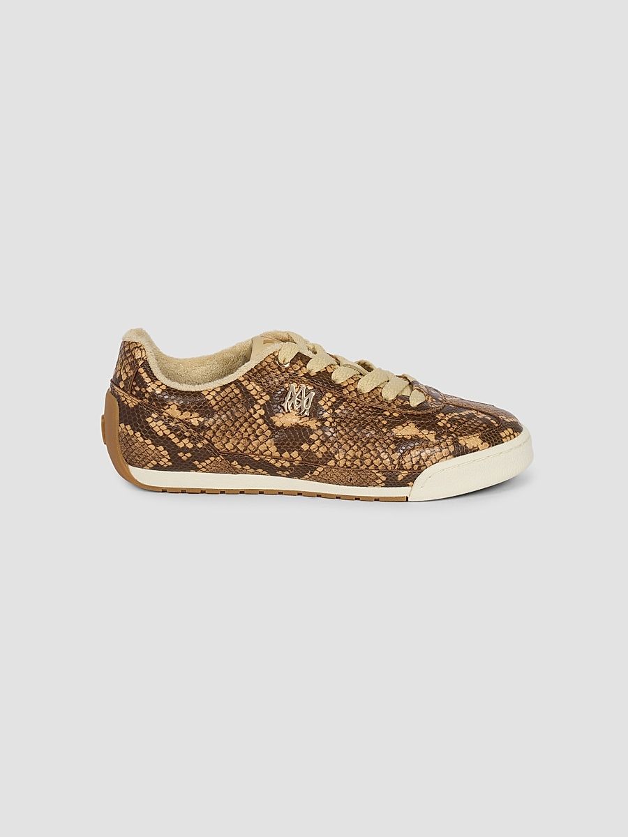 Women's Python-Embossed Leather Low-Top Sneakers - Brown - Size 11