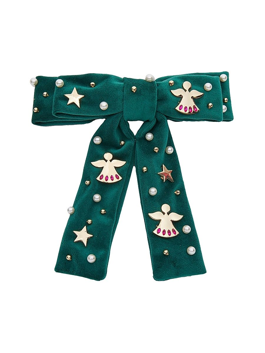 Women's Antoinette Angel Bell Bow Barrette - Forest Green