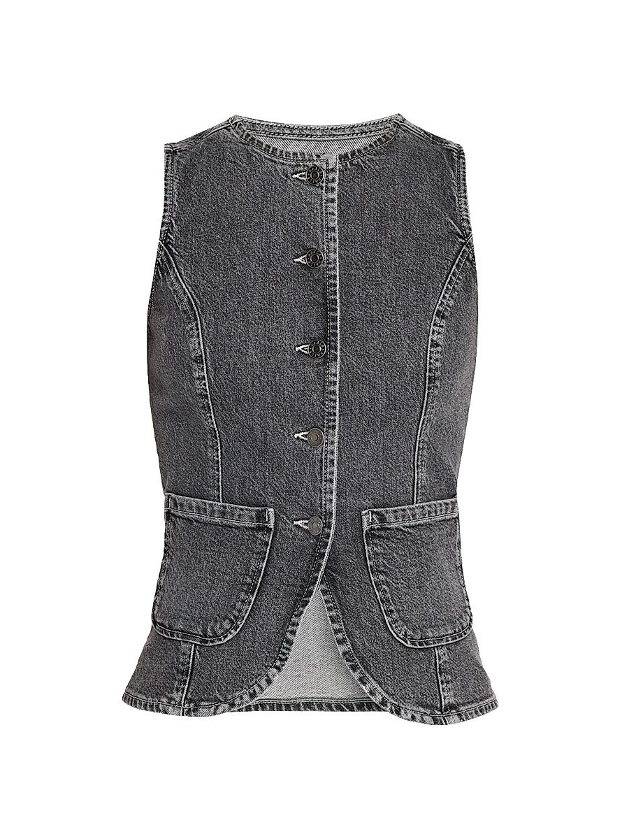 Women's Portola Denim Vest - Black - Size Medium