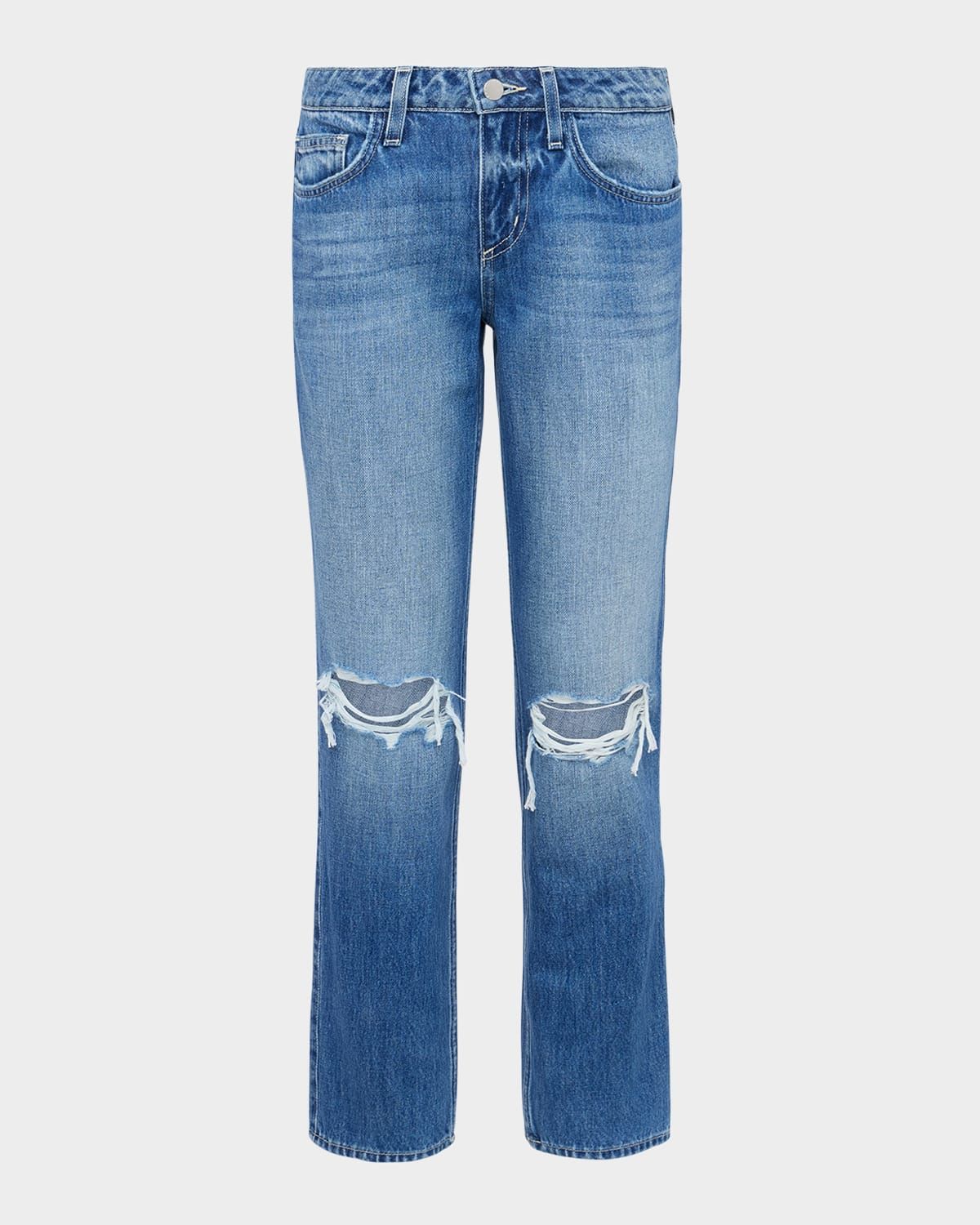 Nevia Low-Rise Distressed Straight Jeans