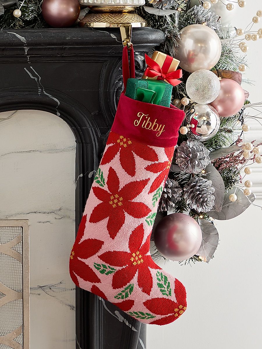 Fa-LaLa's Poinsettias Christmas Stocking