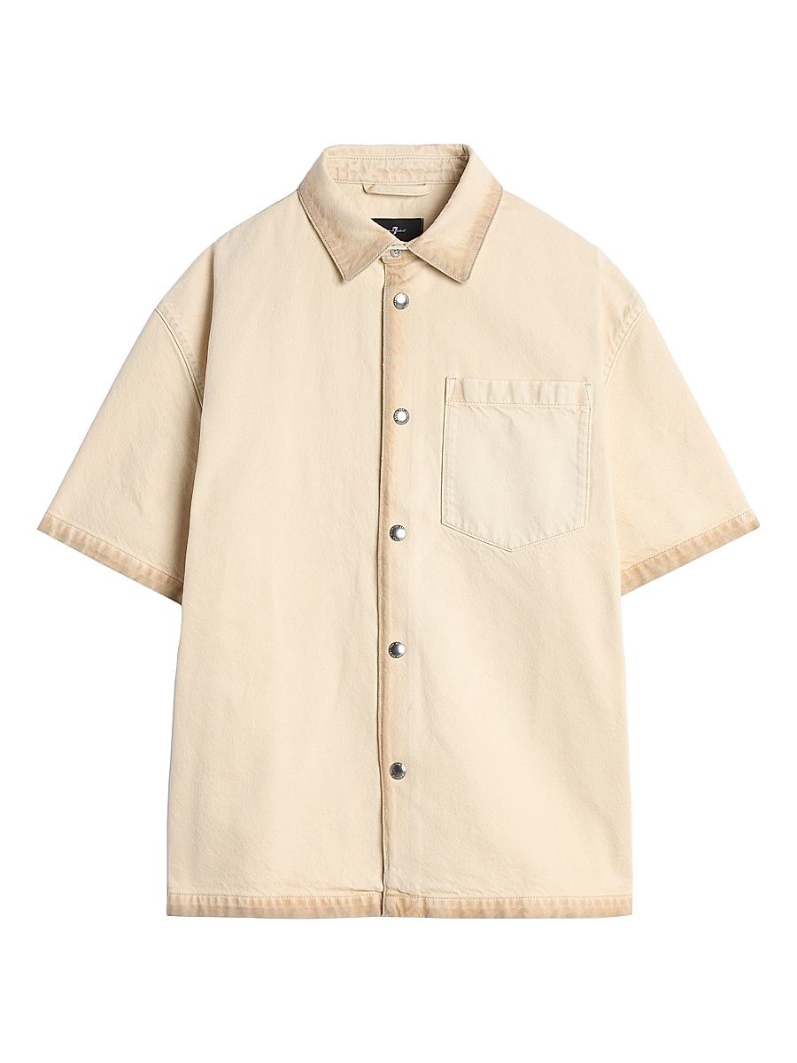 Men's Regular-Fit Cotton Short-Sleeve Shirt - Freehand - Size XL