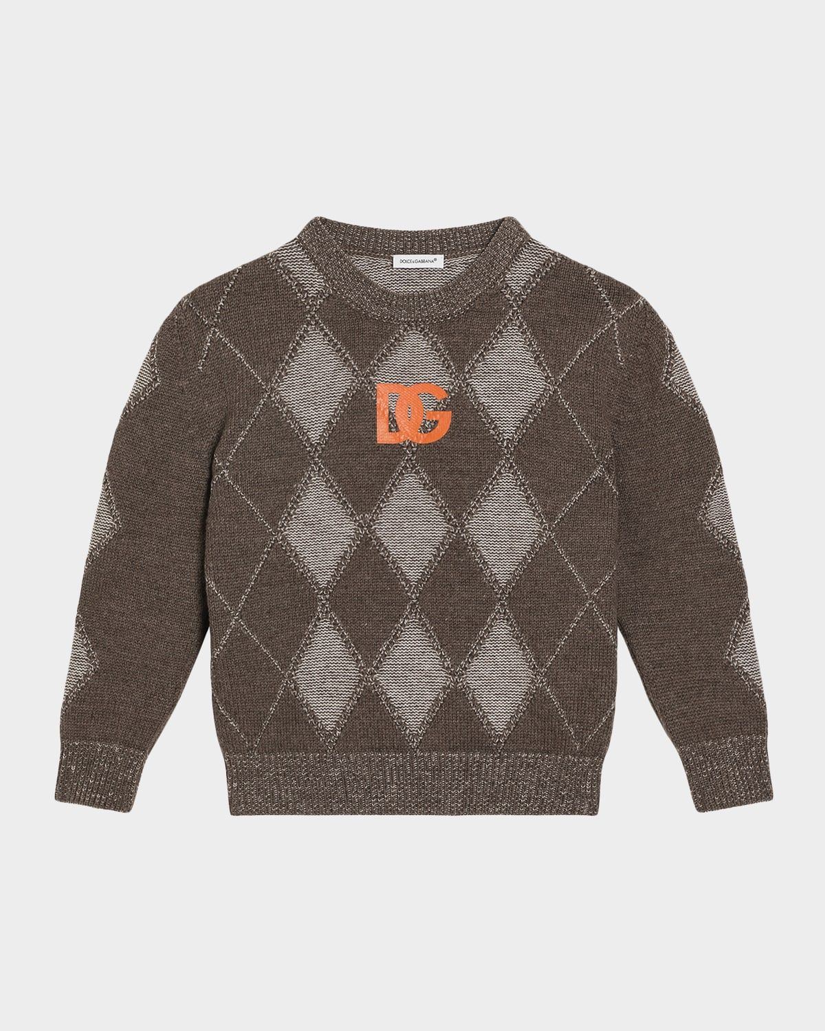 Boy & apos;s Intarsia Argyle Crewneck Sweater, Size 4-6
