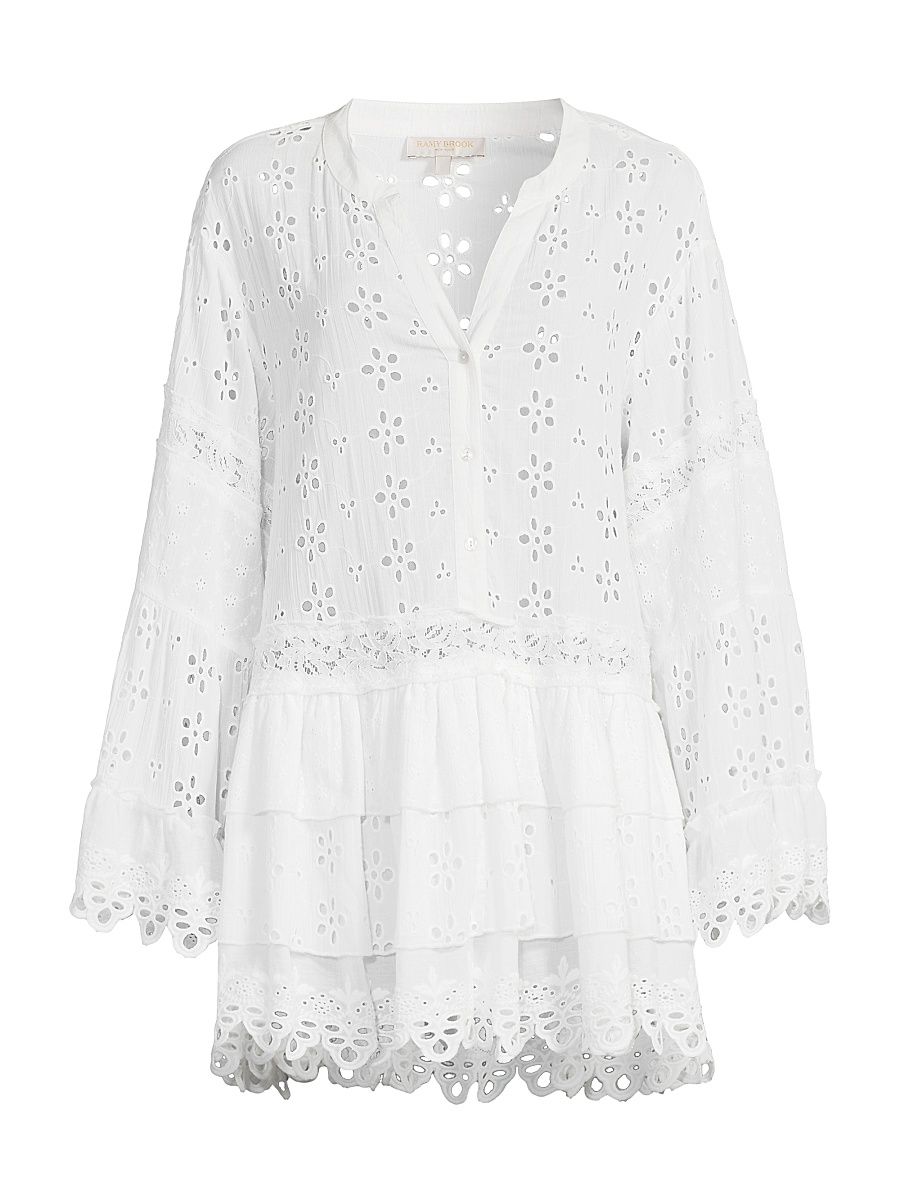 Women's Roxanne Eyelet Cotton Minidress - White - Size Large