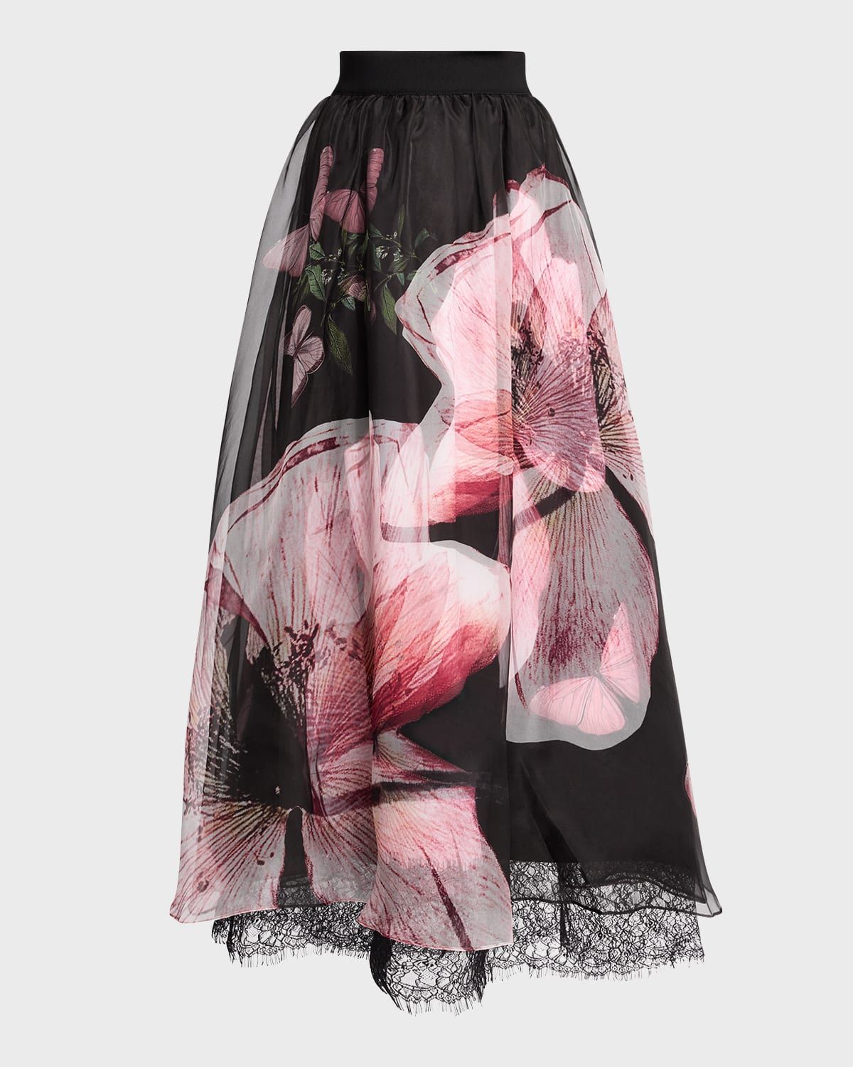 Luna Floral Nilda Voluminous Lace-Trim Maxi Skirt