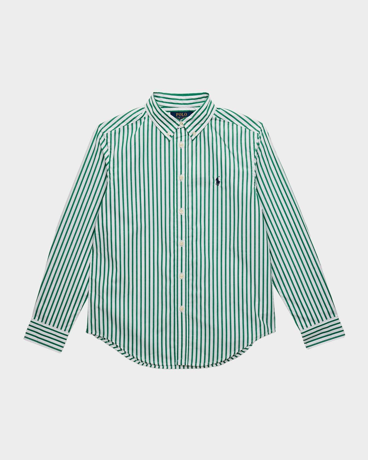 Boy & apos;s Striped Cotton Poplin Shirt, Size S-XL