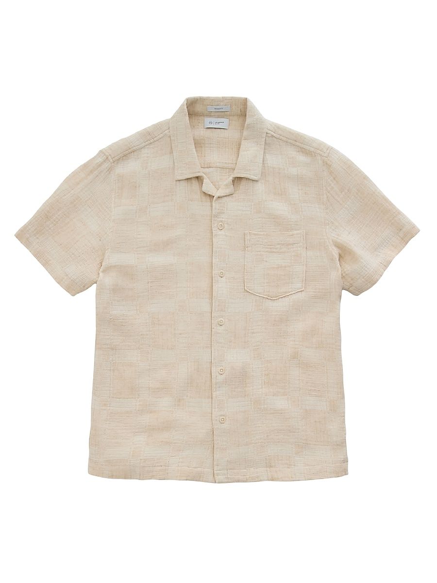 Men's Foster Cotton-Blend Short-Sleeve Shirt - Natural Multi - Size XXL