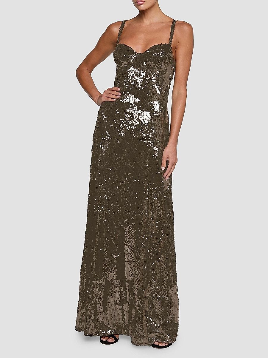 L'AGENCE Women's Sayla Sequin Gown - Smokey Olive - Size 16