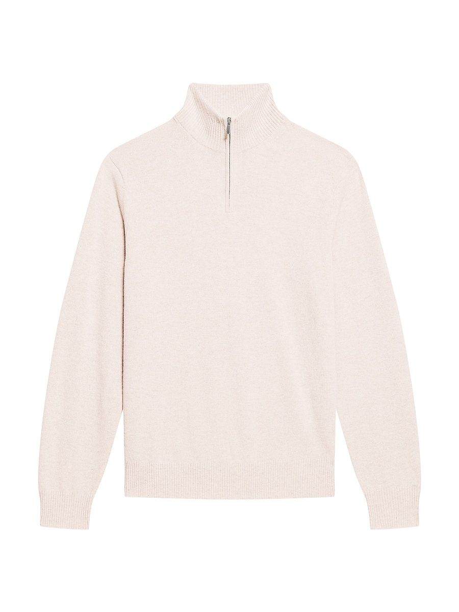 Men's Hilles Cashmere Quarter-Zip Sweater - Dark Feather Melange - Size XXL