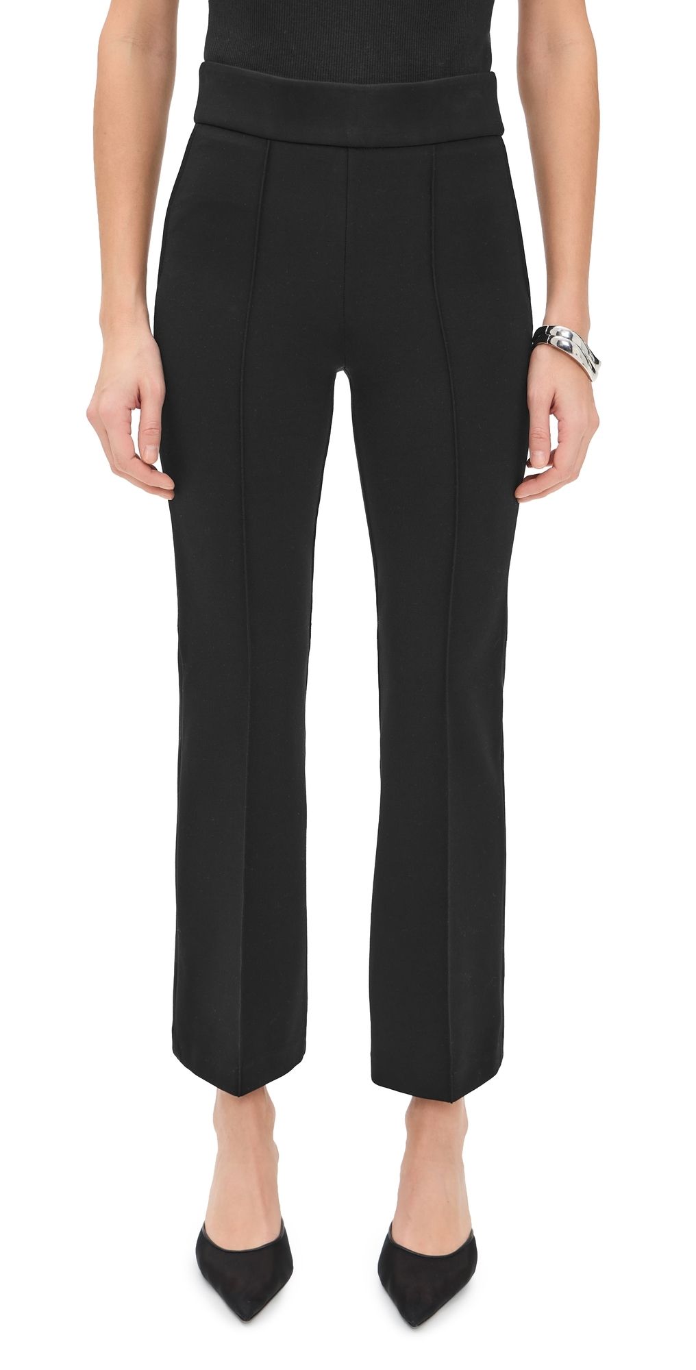 SPANX Ponte Pintuck Kick Flare Trousers Classic Black XS