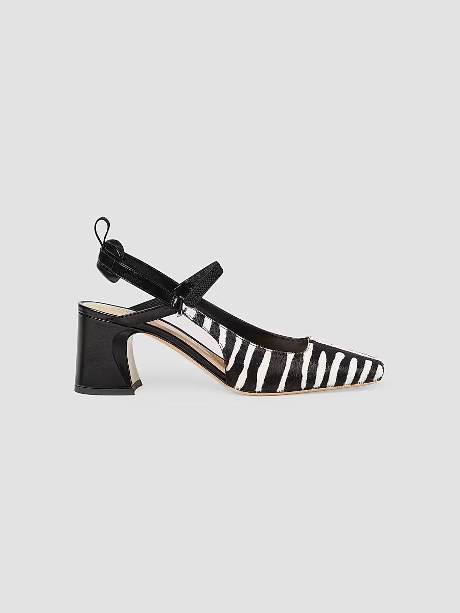 Women's Colibri Quadra 65MM Tiger-Print Calf Hair Slingback Pumps - Black Multi - Size 10.5
