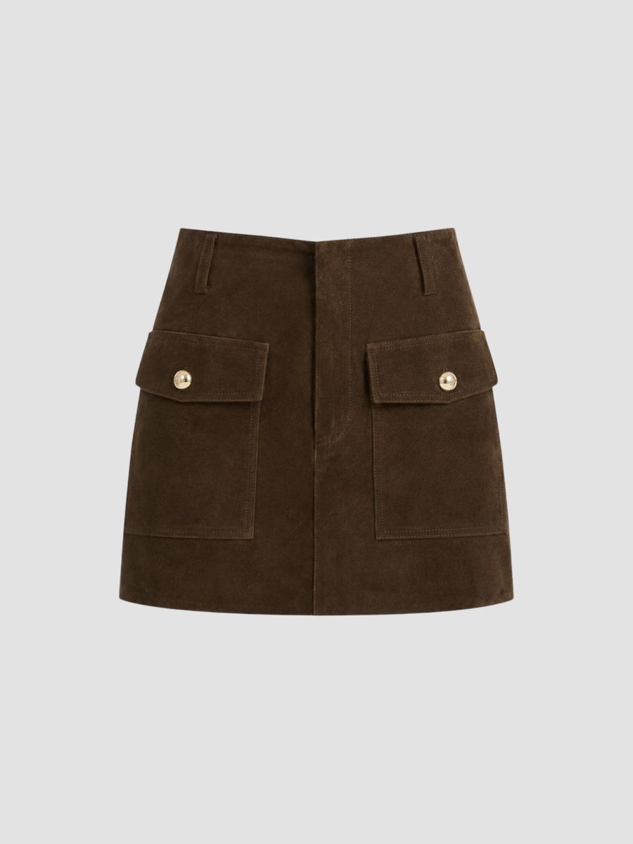 Lamarque Women's Kasia Suede Cargo Mini Skirt - Olive - Size Large