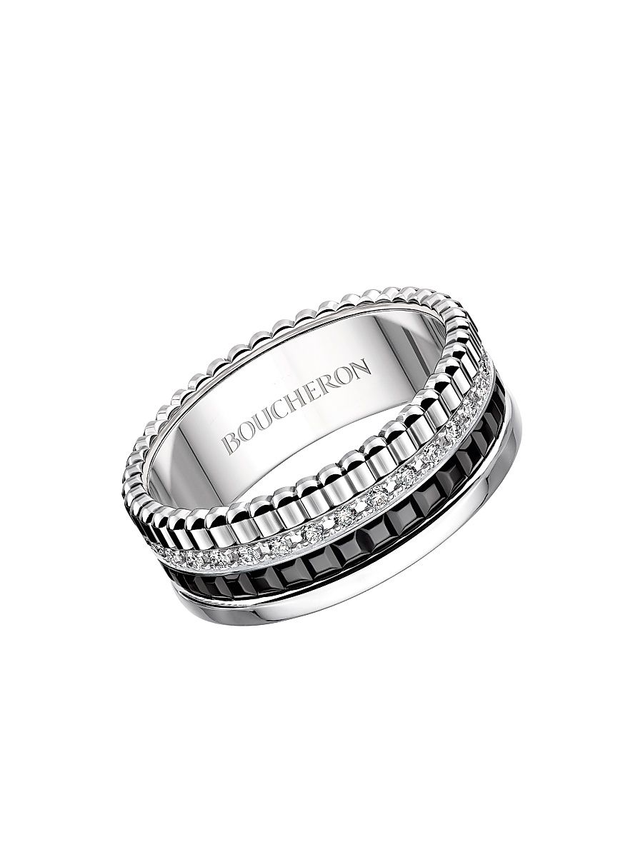 Women's Quatre Black Edition 18K White Gold, 0.25 TCW Diamond & PVD Ring - White Gold Black - Size 6.25