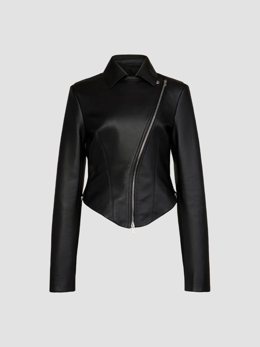 ALAÏA Women's Soft Leather Biker Jacket - Noir Alaia - Size 4