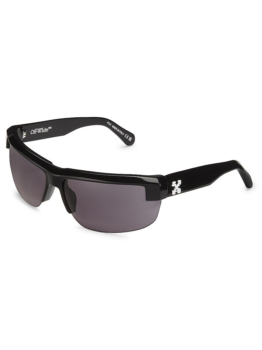 Men's Toledo 75MM Rectangular Sunglasses - Black Dark Grey
