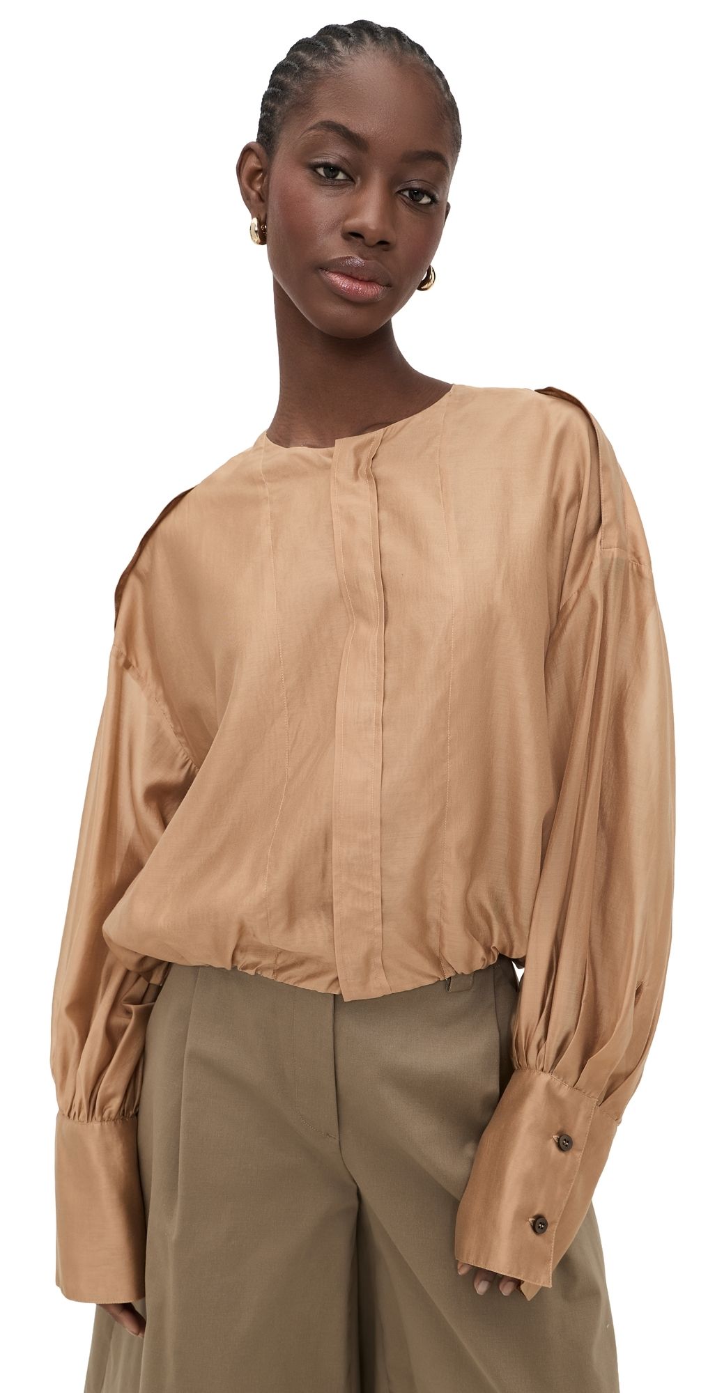 The Latest Diana Mussola Leggera Shirt Nude XS