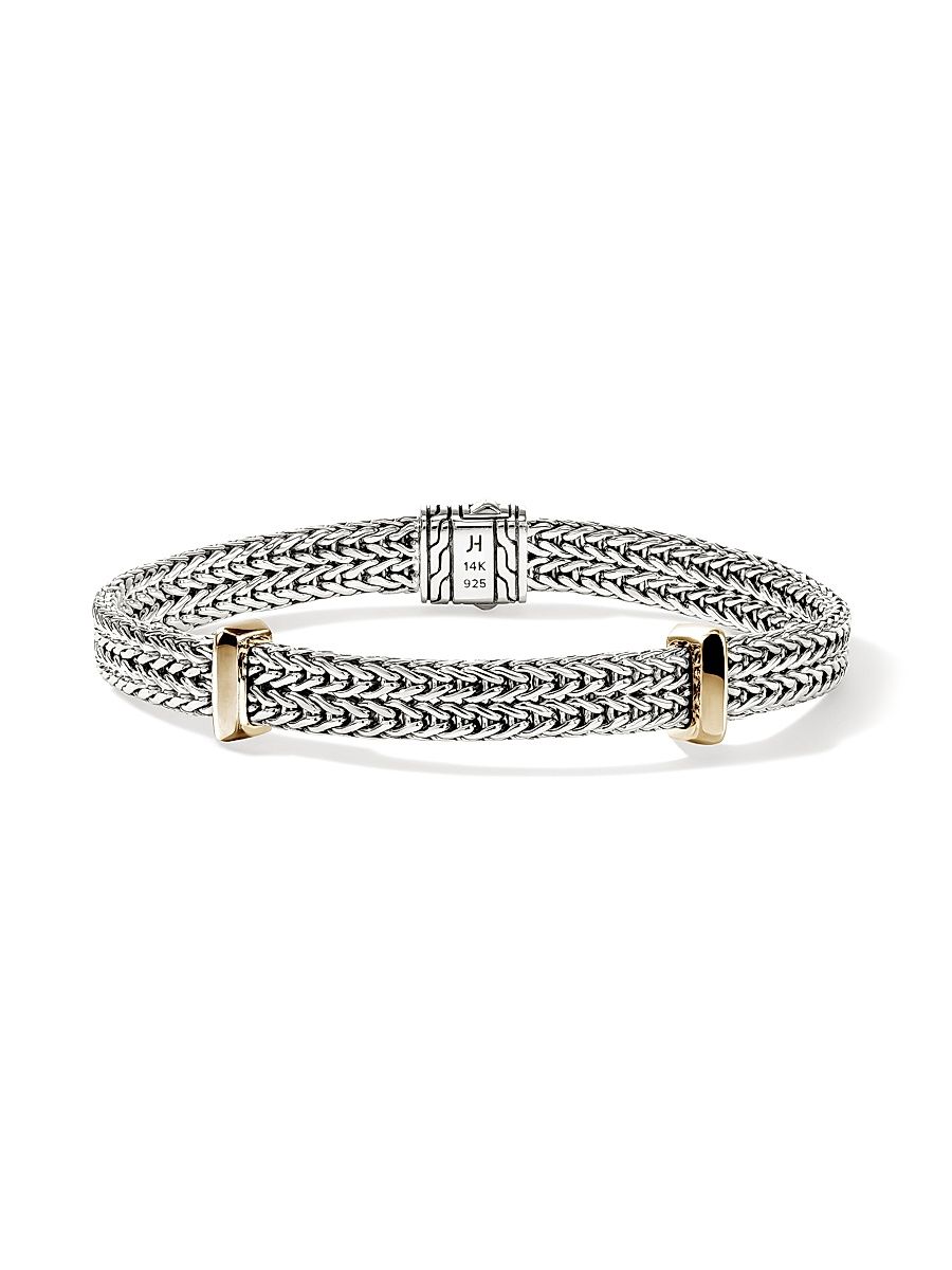 Icon Sterling Silver & 14K Yellow Gold Chain Bracelet - Silver And Gold - Size Medium