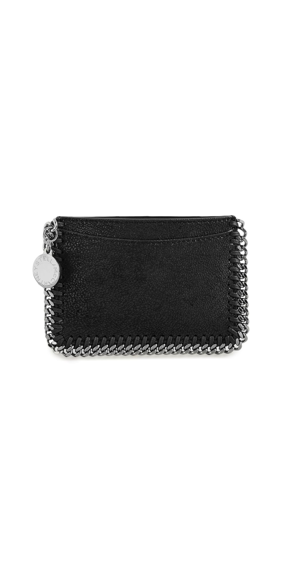 Stella McCartney Falabella Flat Card Holder Eco Shaggy Deer with Ruthenium Chain Black One Size