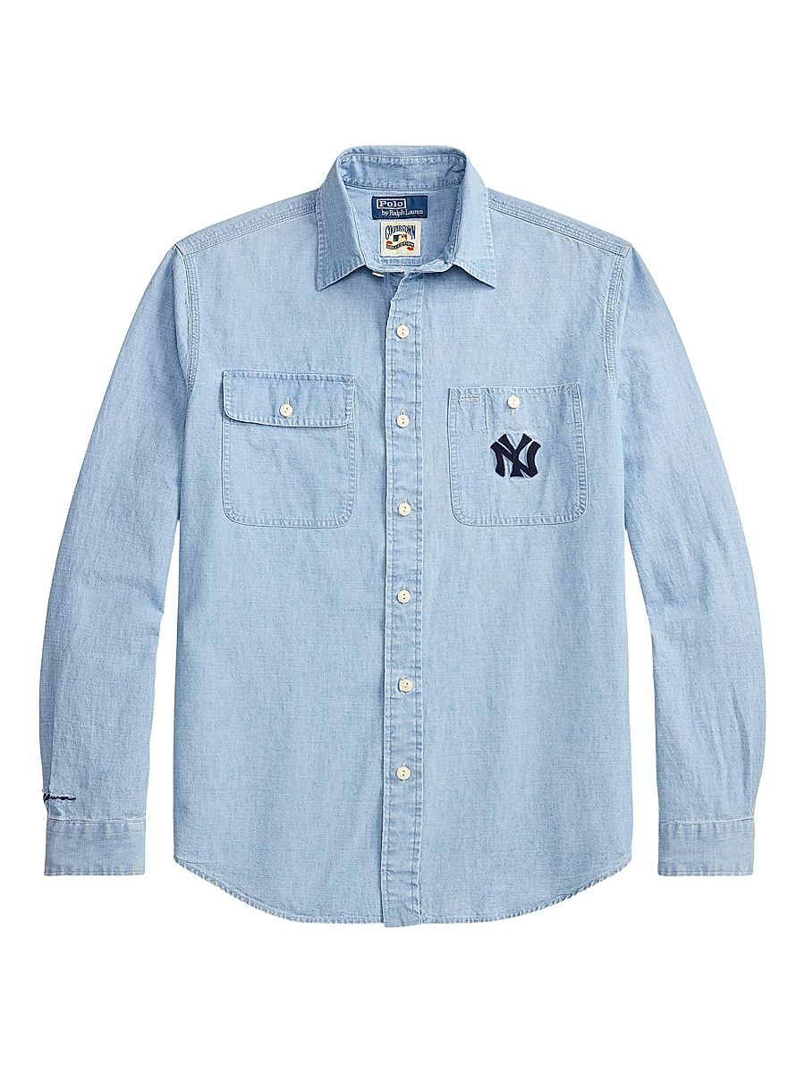 Men's Polo Ralph Lauren x Yankees Chambray Shirt - Indigo - Size XXL