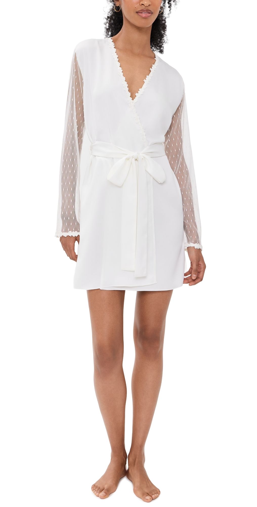 Flora Nikrooz Showstopper Charmeuse Robe Ivory L