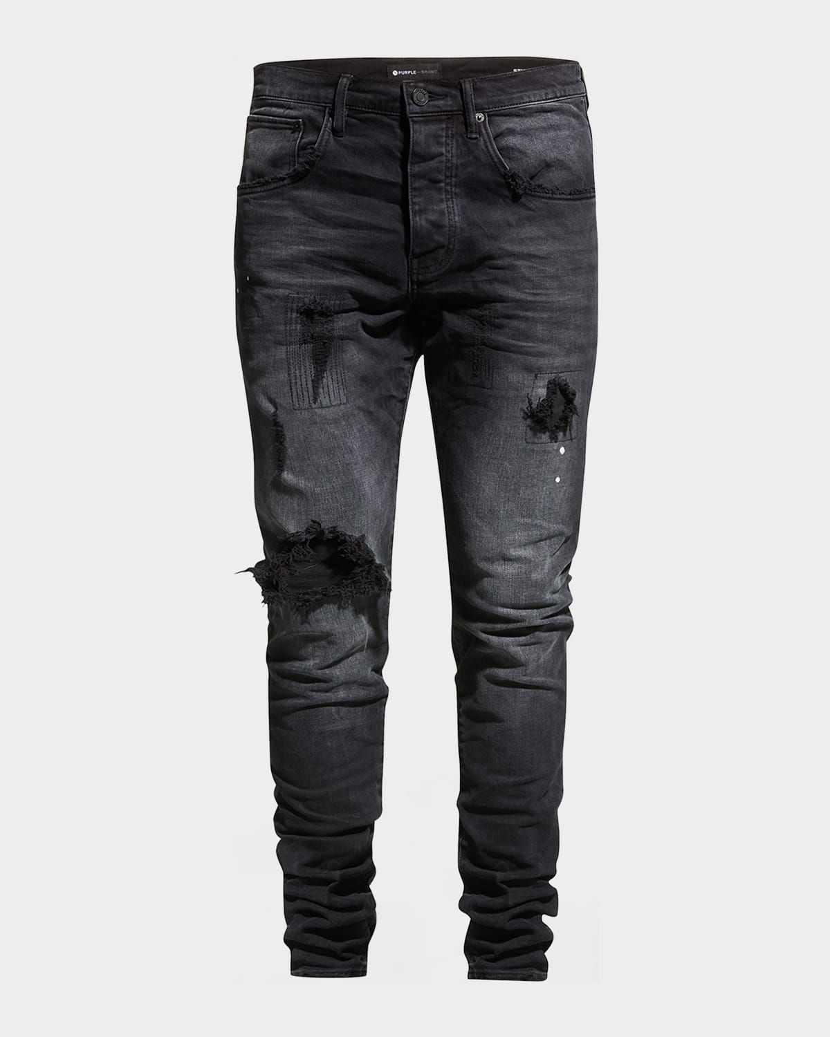 Men & apos;s P002 Black Repair Slim Jeans