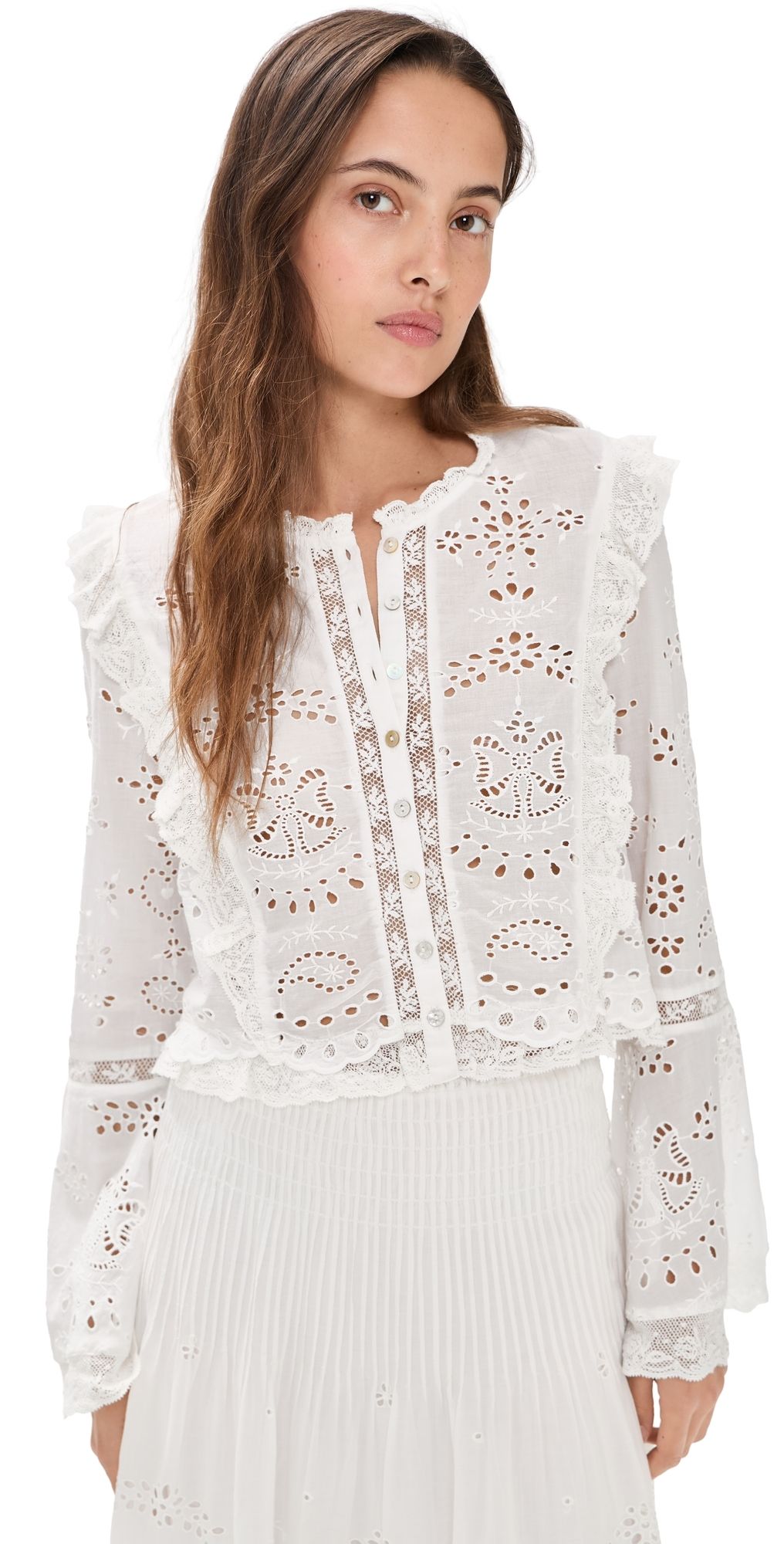 LoveShackFancy Hawthorn Blouse White XL