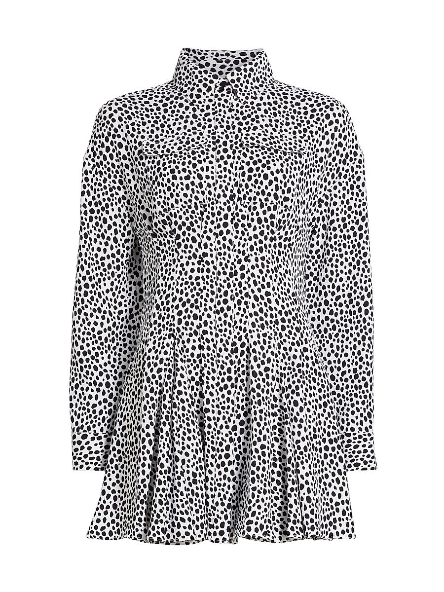 Women's Cheetah Crepe Fit & Flare Minidress - Black White - Size XL