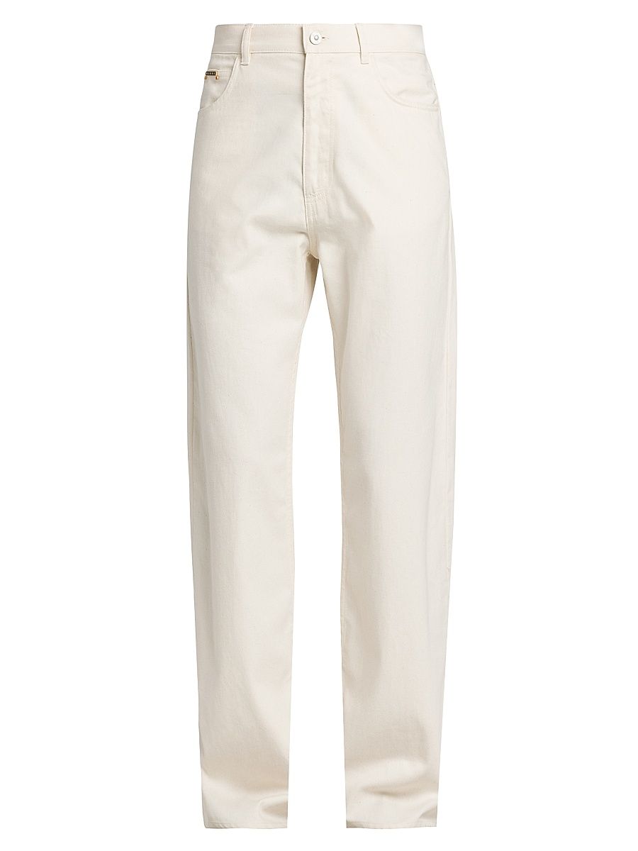 Men's Lightweight Denim Wide-Leg Trousers - Bone - Size 31