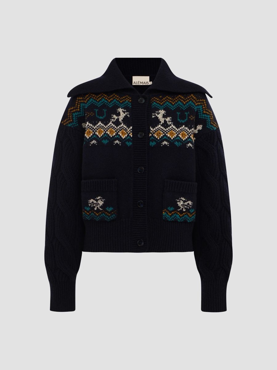 Women's Patsy Embroidered Cotton-Blend Cardigan - Ink - Size XL