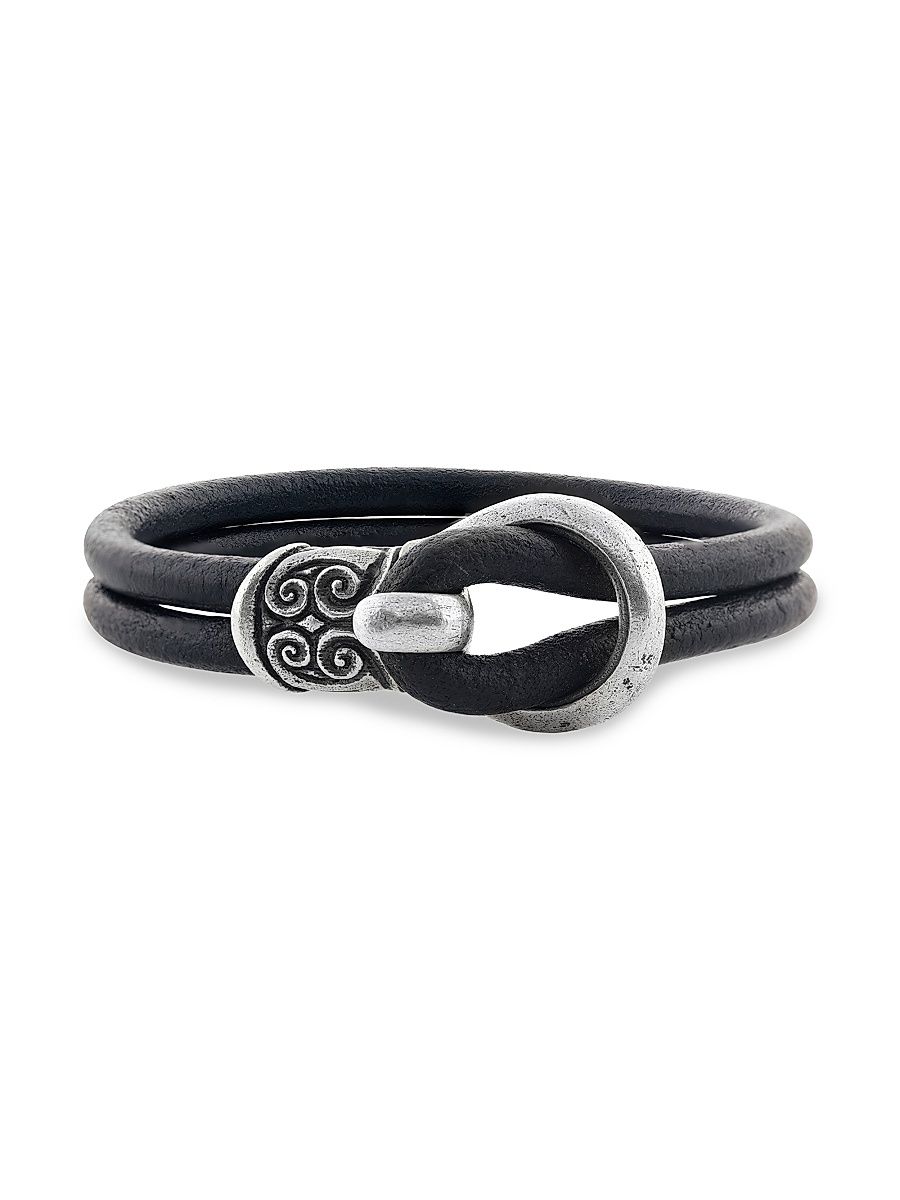 Men's Artisan Sterling Silver & Leather Double-Strand Bracelet - Silver