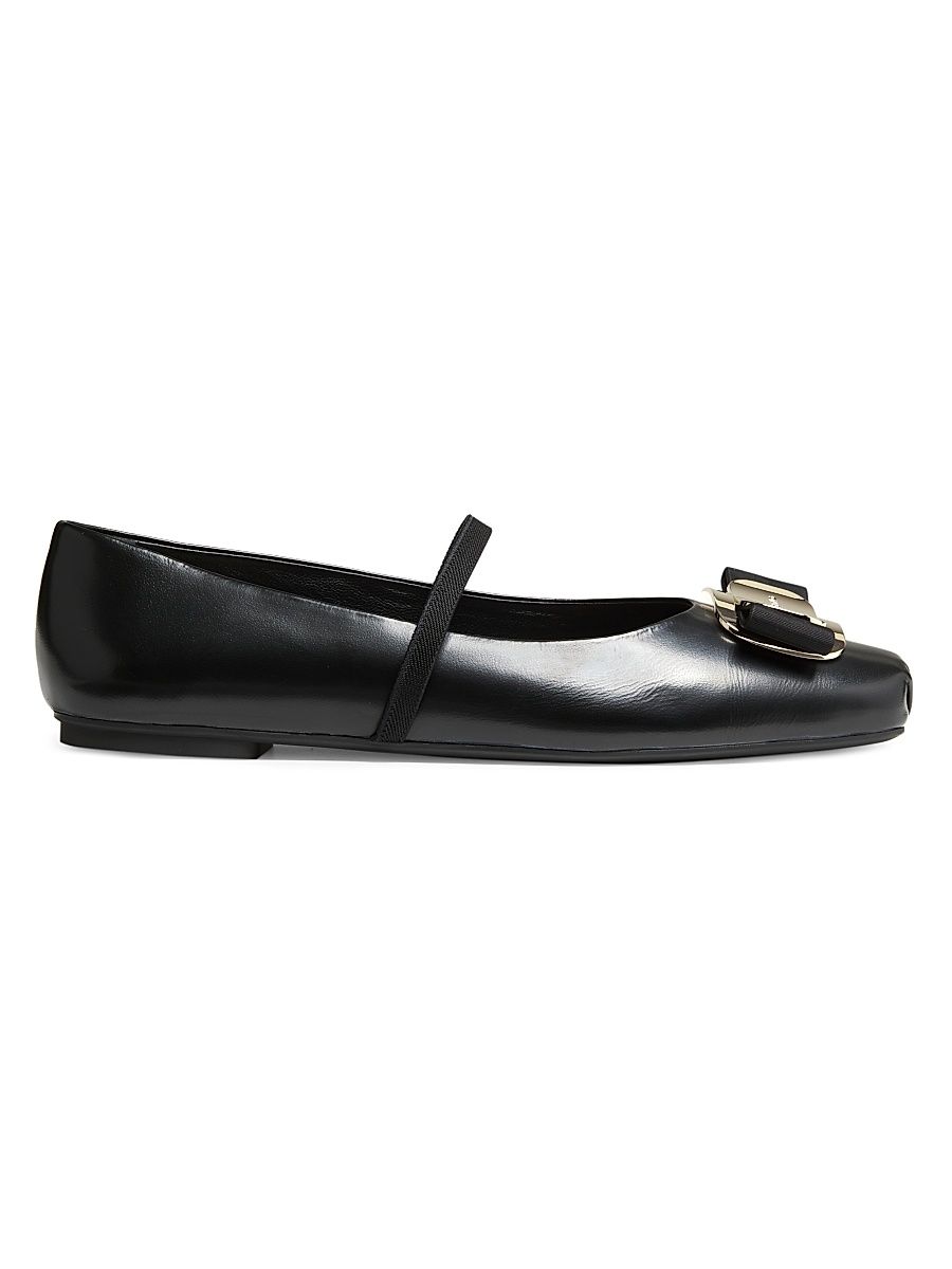 Women's Zina Leather Ballet Flats - Nero - Size 11