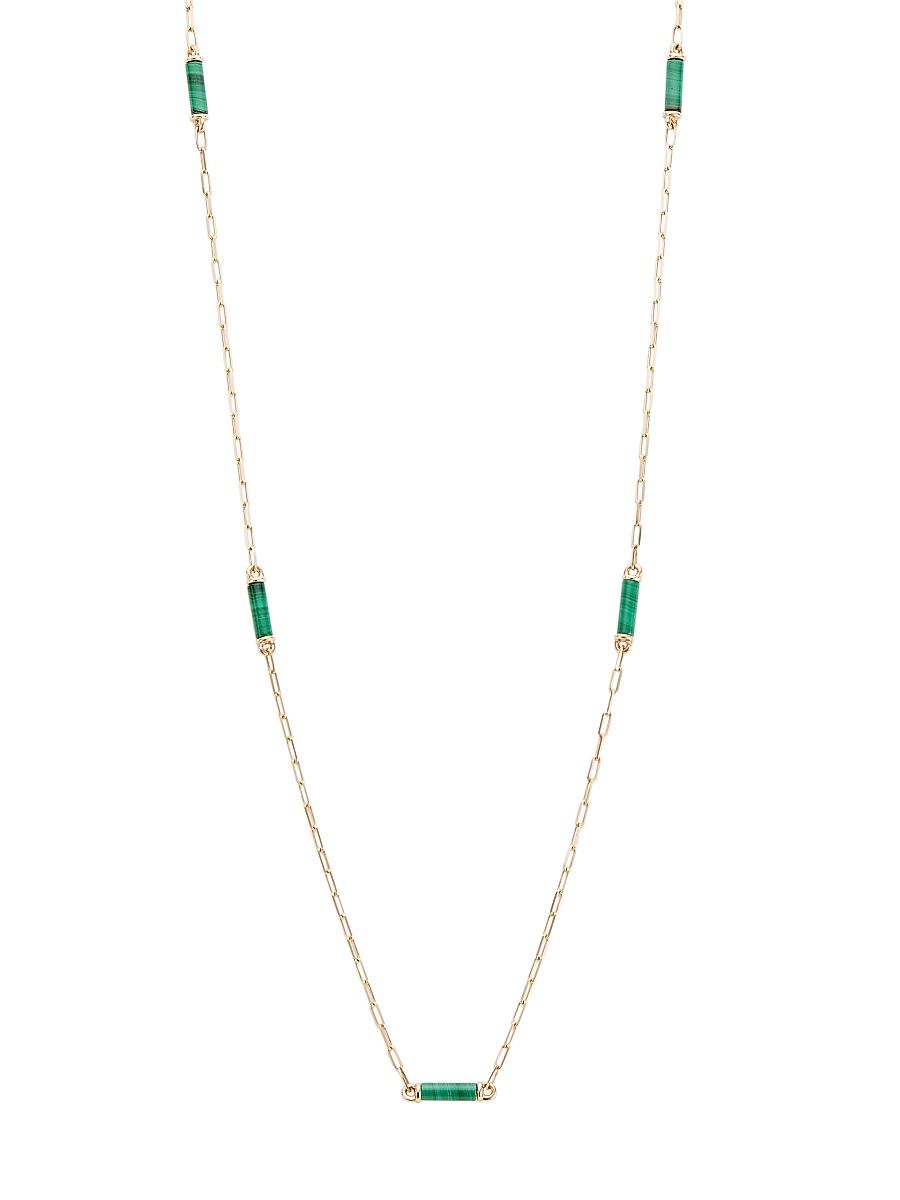 Women's 14K Rose Gold & Malachite Station Necklace - Rose Gold
