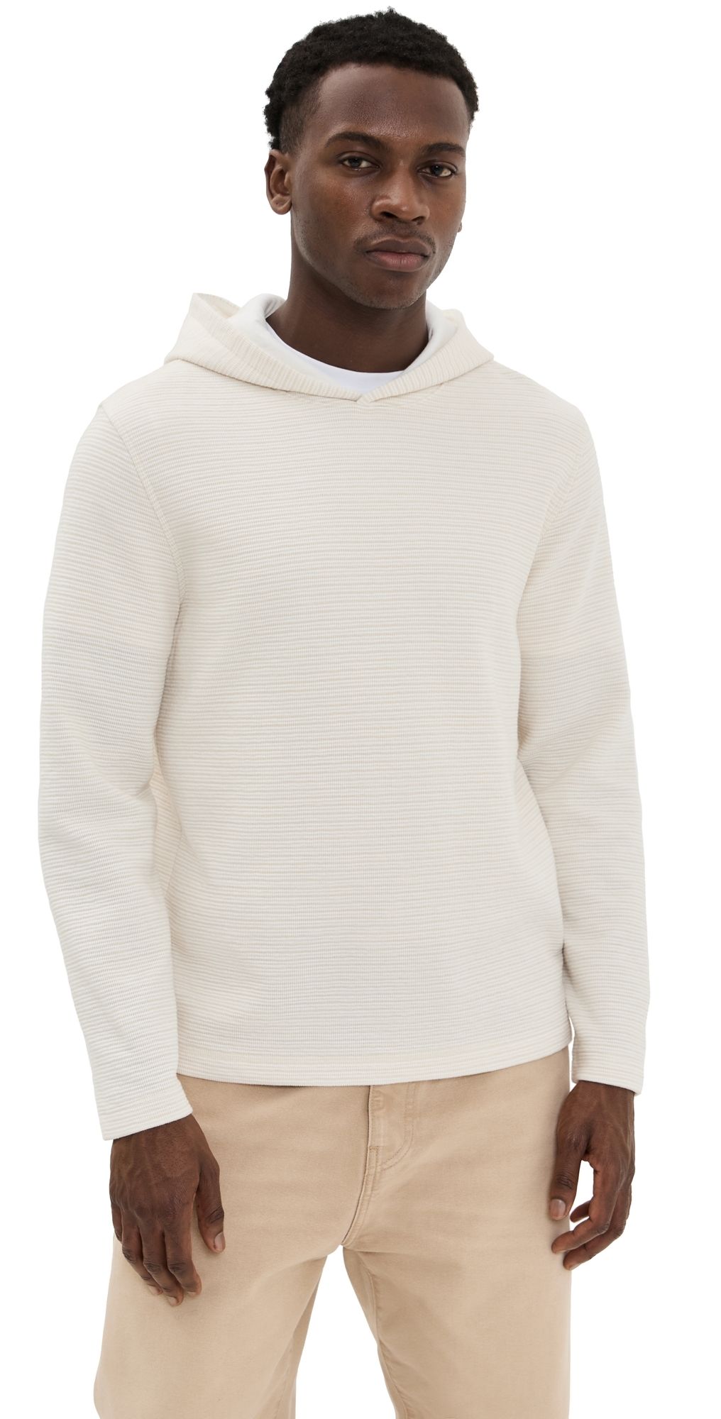 Vince Varigated Striped Double Face Hoodie Baja Sand/Natural XXL
