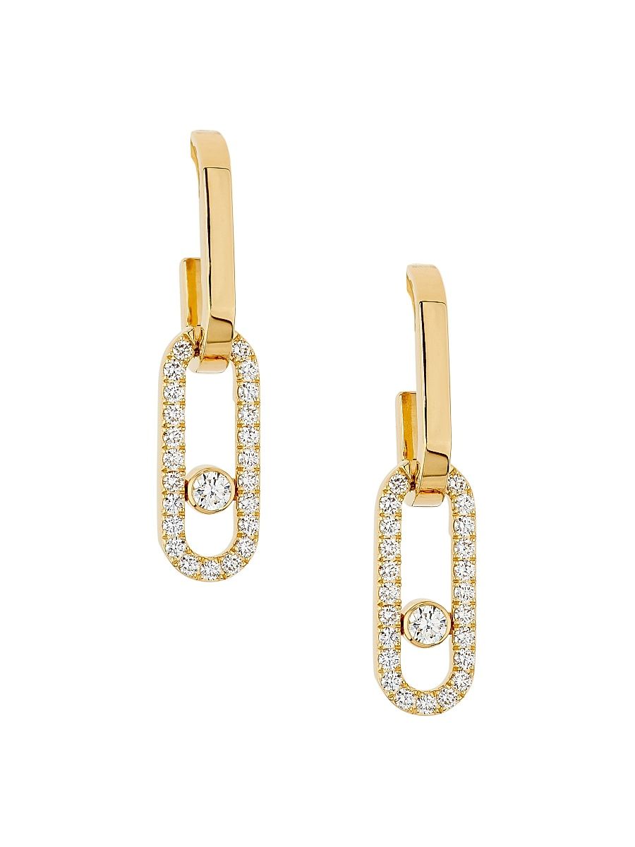 Women's Move Link 18K Yellow Gold & 0.88 TCW Diamond Drop Earrings - Yellow Gold